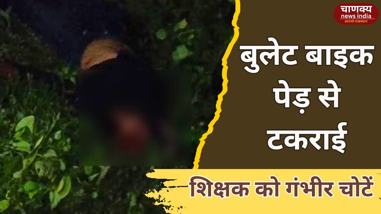 PALI // अनियंत्रित बुलेट पेड़ से टकराई, शिक्षक को लगी गंभीर चोटें