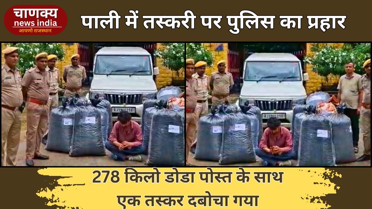 PALI // पाली में बोलेरो से 278 किलो डोडा पोस्त बरामद, एक तस्कर गिरफ्तार